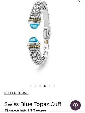 LAGOS Silver Cuff Bracelet with Swiss Blue Topaz and Gold Accents
